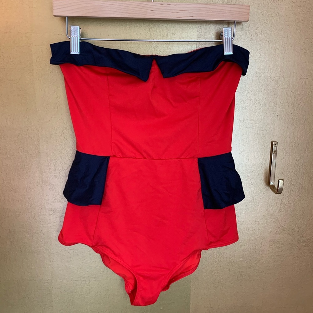 Marc Jacobs Red and Navy One Piece Swimsuit